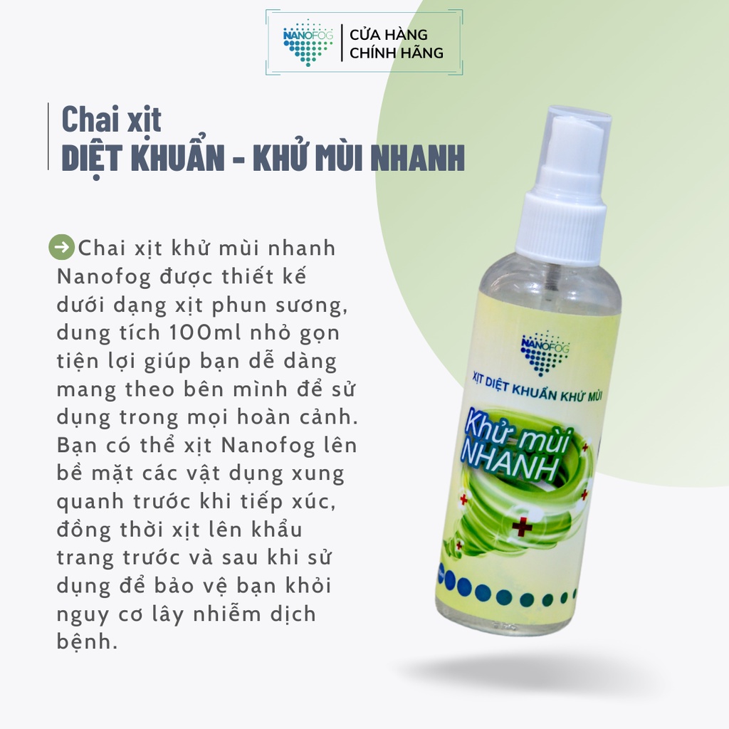 Chai xịt diệt khuẩn khử mùi nhanh NANOFOG / Dung dịch rửa tay sát khuẩn/ Nước khử khuẩn/ Xịt rửa tay khô/ Khử mùi nhanh | BigBuy360 - bigbuy360.vn