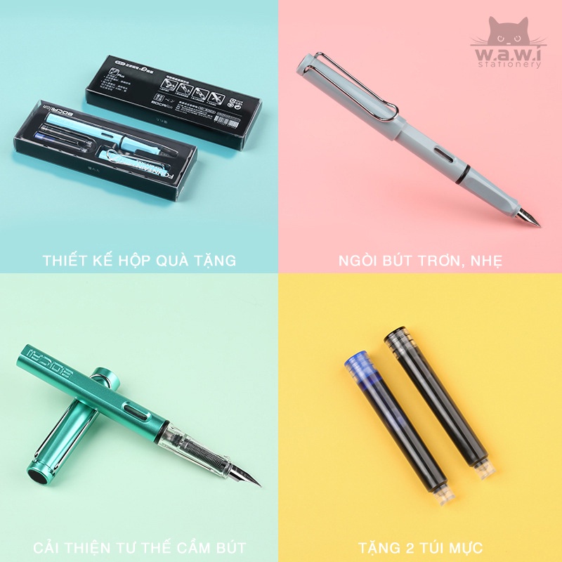 Set 10 ống mực bút máy, bút lông luyện chữ Hán Nhật Hàn, thượng lâm phú