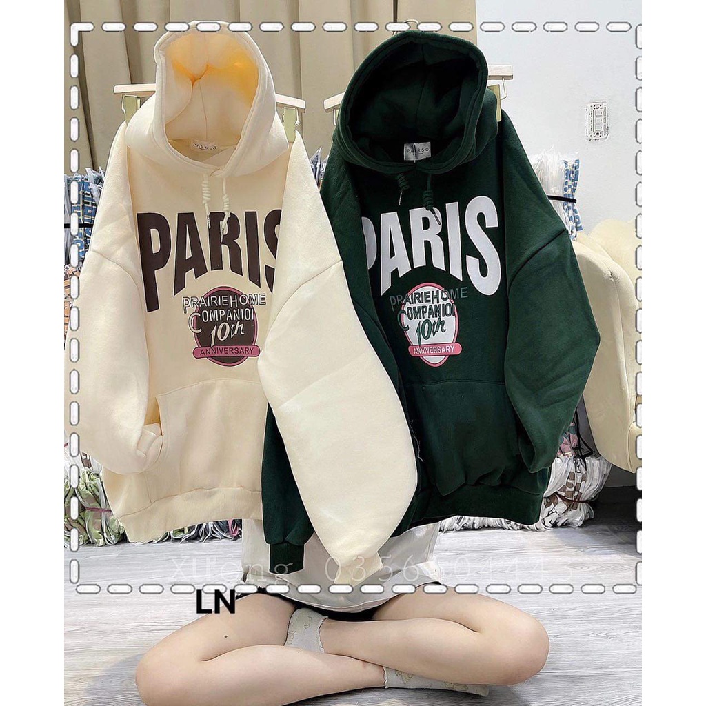 Áo khoác nỉ hoodie paris form đại tay bồng-5L5N