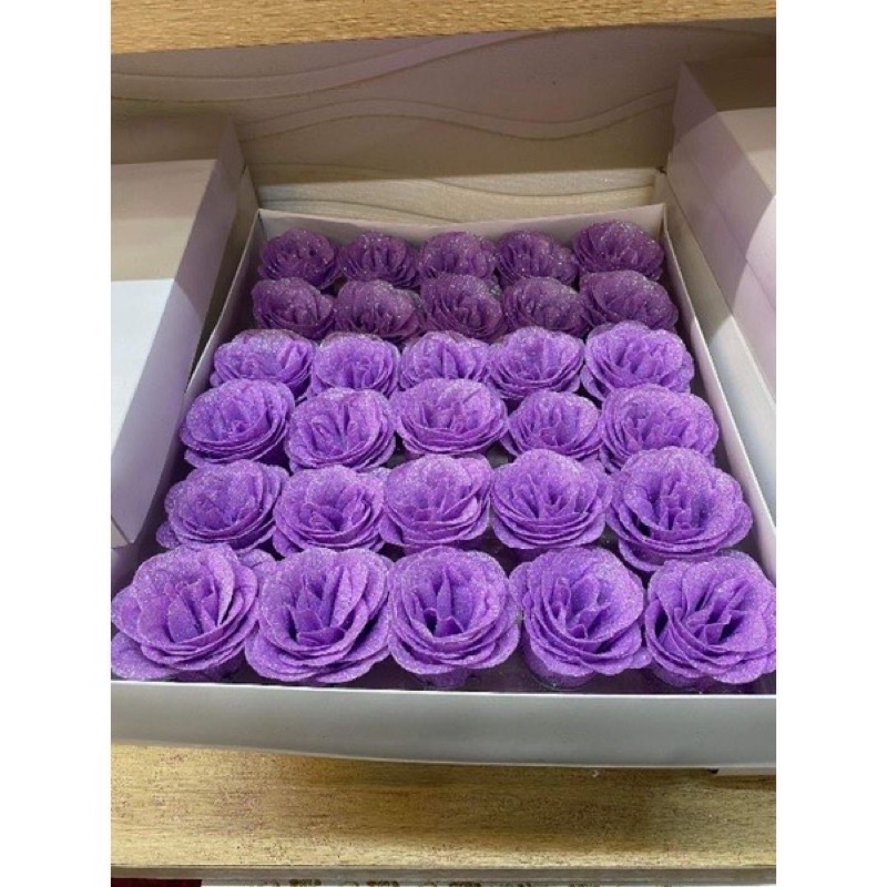 Đầu bông hoa sáp nhũ kim tuyến 6cm loại 1