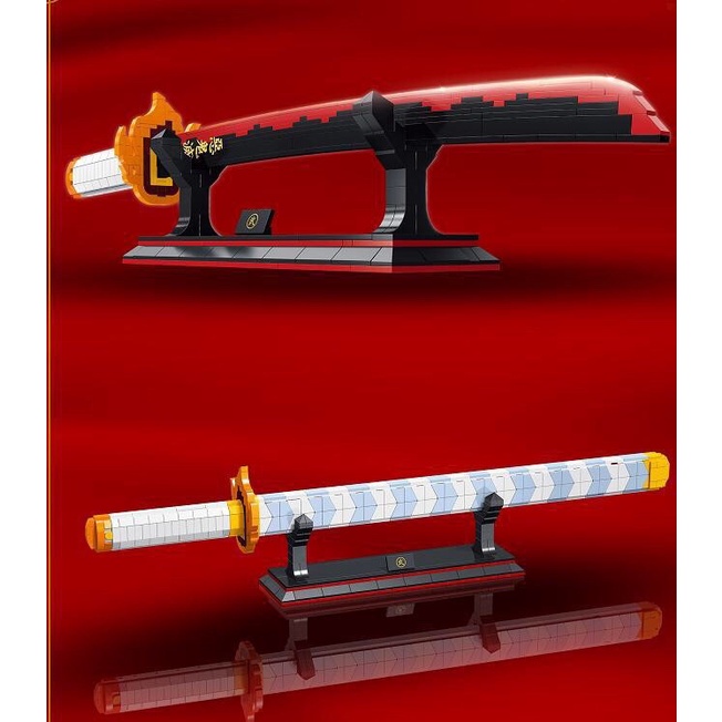 Đồ chơi Lắp ráp Mô hình DK1503 Anime Demon Slayer Sunwheel Knife Katana Swords