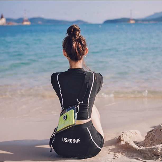 Set bơi dài tay nữ gồm áo có kèm mút tiện lợi và quần bơi vải active dày dặn co giãn