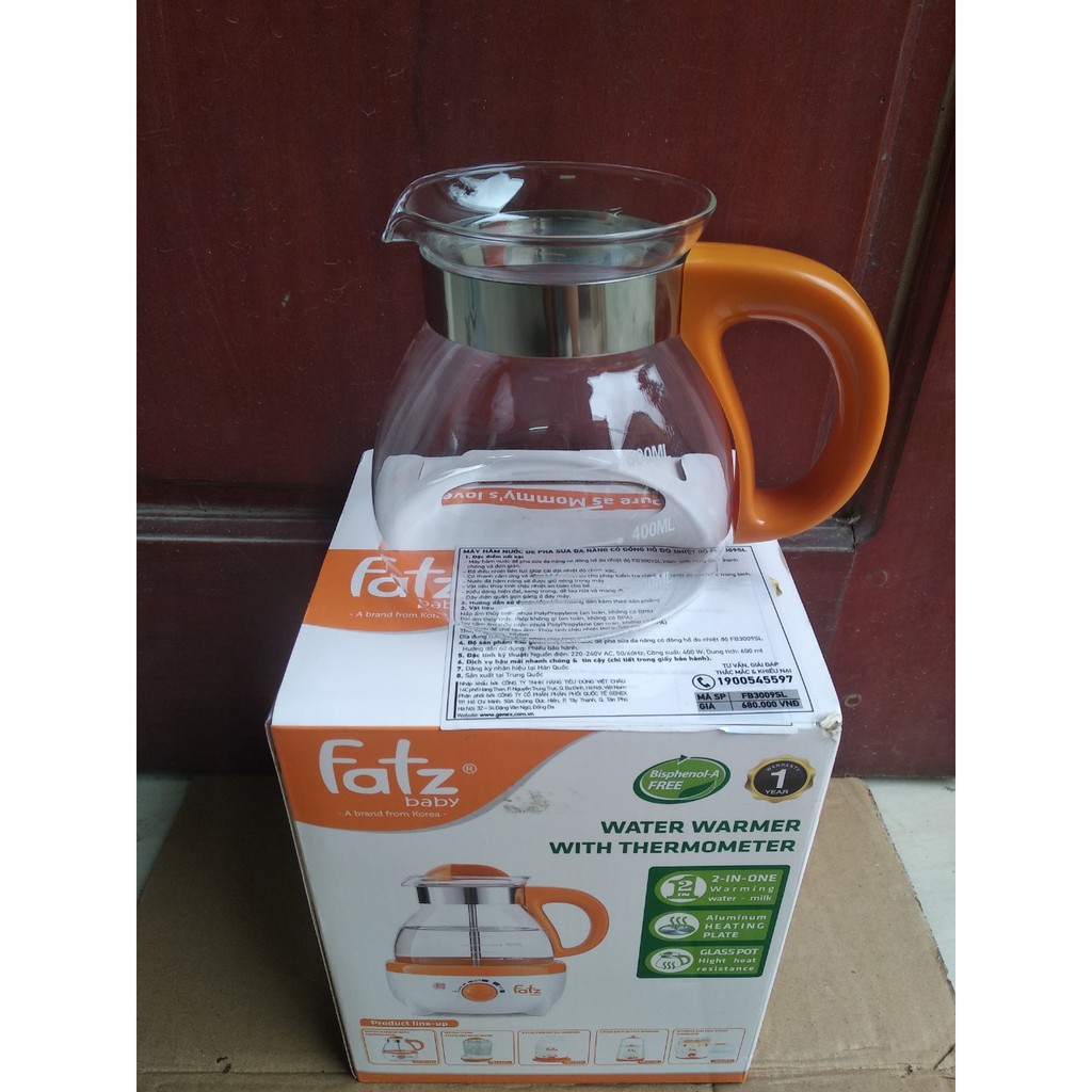 Bình thủy tinh 600ml, 800ml thay thế cho máy hâm nước pha sữa FatzBaby