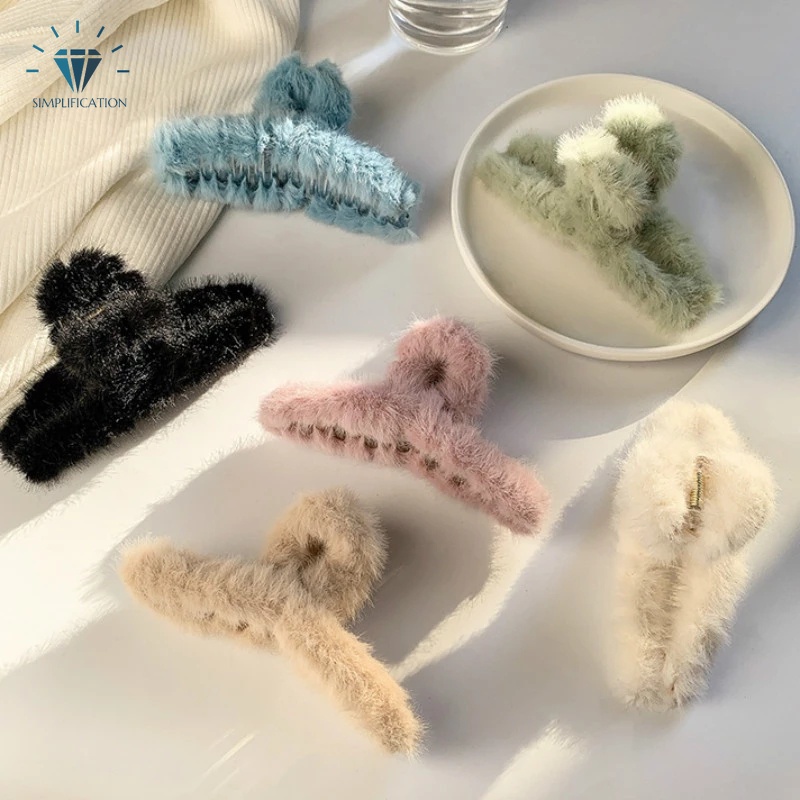 INS Kẹp tóc cố định đầu đuôi ngựa màu trơn hình học cá mập ngọt ngào phong cách ngọt ngào cho nữ