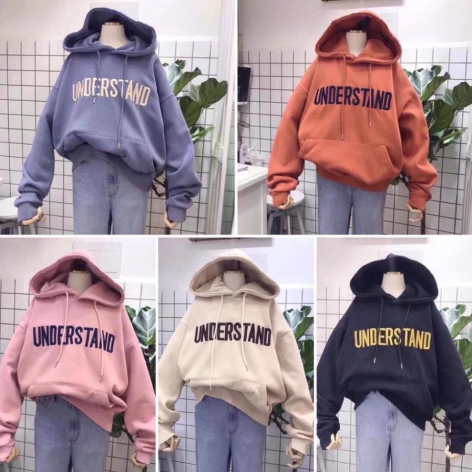 [Mã WARUN27 giảm 12k đơn 99k] Áo hoodie nỉ nữ form rộng hàn quốc, màu trắng, xanh, hồng.. Understand nb | BigBuy360 - bigbuy360.vn