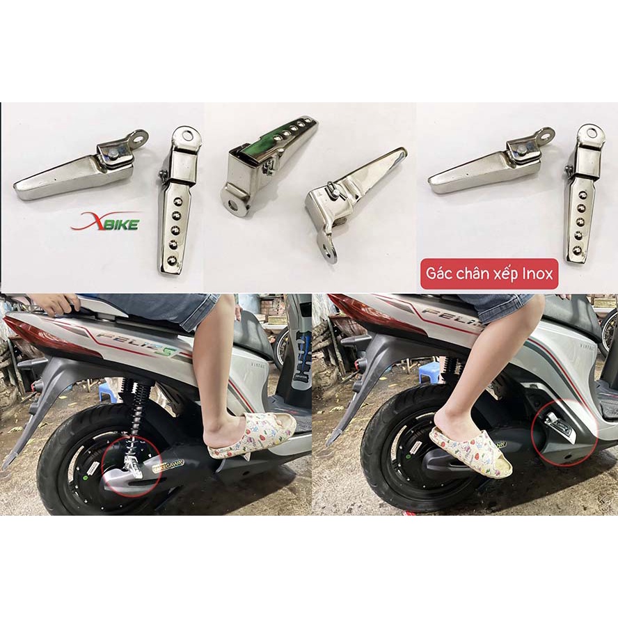 GÁC CHÂN PHỤ INOX GẮN XE FELIZ FELIZS