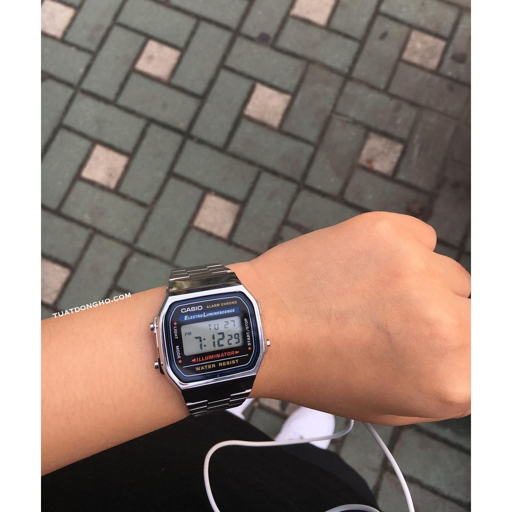 Đồng hồ nam Casio A168WA-1WDF Chính Hãng - Chống nước 50M - Tuổi Thọ Pin 7 Năm , bảo hành 12 tháng