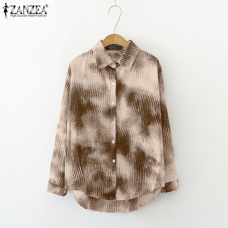 Zanzea Áo Sơ Mi Tay Dài In Họa Tiết Da Rắn Cài Nút Thời Trang Đường Phố Cho