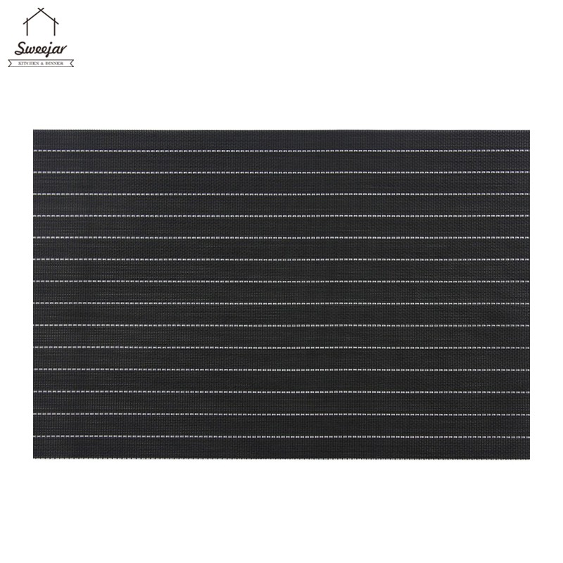 Thảm lót bàn ăn SWEEJAR làm bằng nhựa PVC in họa tiết sọc xinh xắn tùy chọn màu sắc