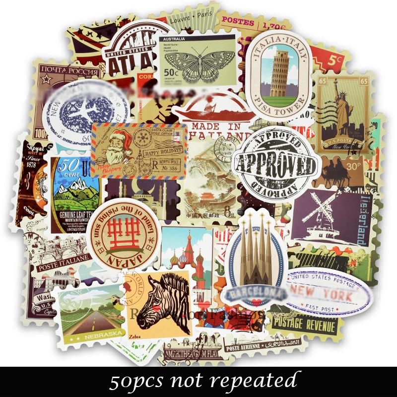 Bộ 50 Sticker dán trang trí vali laptop / va li