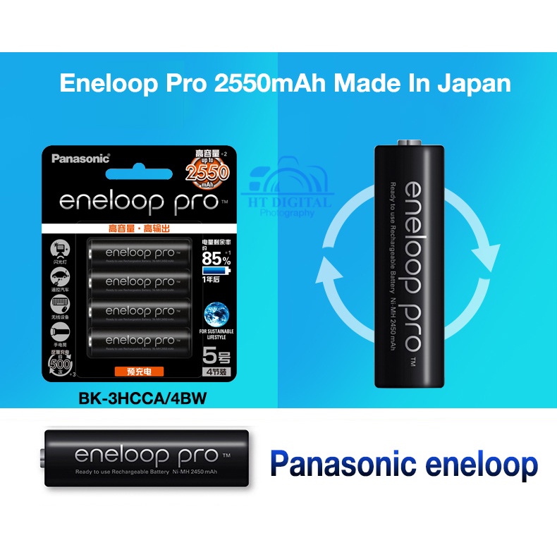 Combo Pin Sạc Eneloop Pro 2550mAh - Bộ Sạc Pin AA AAA Panasonic KJ55HCC40C Sạc nhanh, tự ngắt