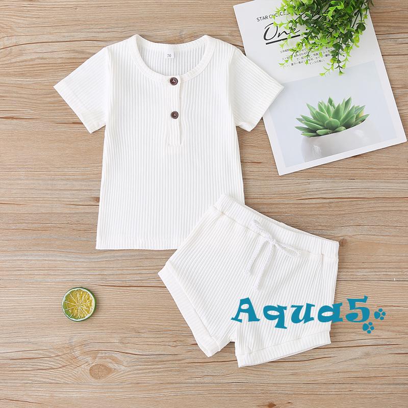 Set Áo Thun Tay Ngắn & Quần Short Cho Bé Trai & Gái Sơ Sinh Từ 0-24 Tháng Tuổi