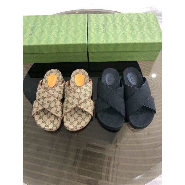 dép quai chéo thời trang nam nữ in logo GG Gucci GC