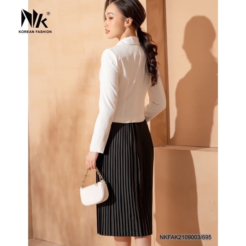 Chân Váy Xếp Ly Công Sở NK Fashion Thiết Kế Dáng Dài Basic Dập Ly Nhỏ NKCV2107001