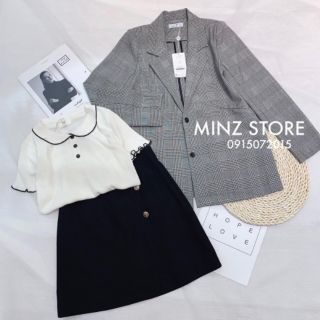 Áo blazer kẻ ghi 1 lớp