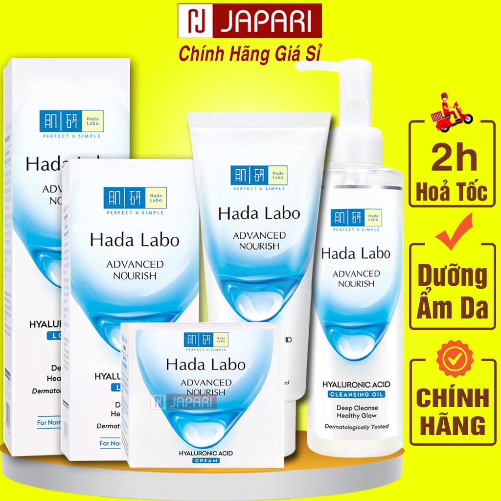 BỘ HADA LABO Skincare TRẮNG Dưỡng Ẩm Kem+Sữa Rửa Mặt+Nước Tẩy Trang+Dung Dịch Lotion Trắng Da Khô/Dầu Mụn-MỸ PHẨM JAPARI