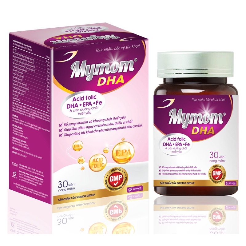 Viên uống bổ bầu Mymom DHA  bổ sung vitamin và khoáng chất thiết yếu cho mẹ bầu và cho con bú.