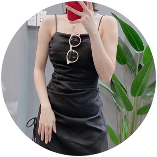 ĐẦM MIDI ĐEN 2S RÚT HÔNG