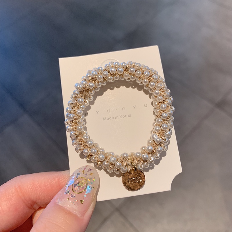 Dây buộc tóc đính đá pha lê đơn giản phong cách Hàn Quốc cho nữ