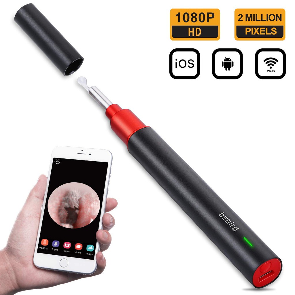 Dụng Cụ Lấy Ráy Tai Thông Minh Cảm Biến Bebird Camera Nội Soi Không Dây WiFi 6 Đèn LED và HD 1080P 2Megapixels