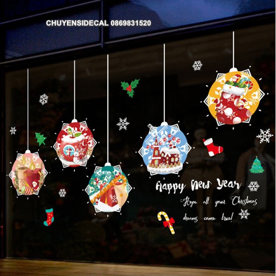 Decal trang trí tường Noel - Rèm Châu Họa Tiết Mới