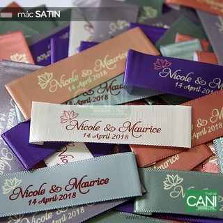 Mác vải Satin lụa In theo yêu cầu (Mẫu riêng) Nhãn mác quần áo