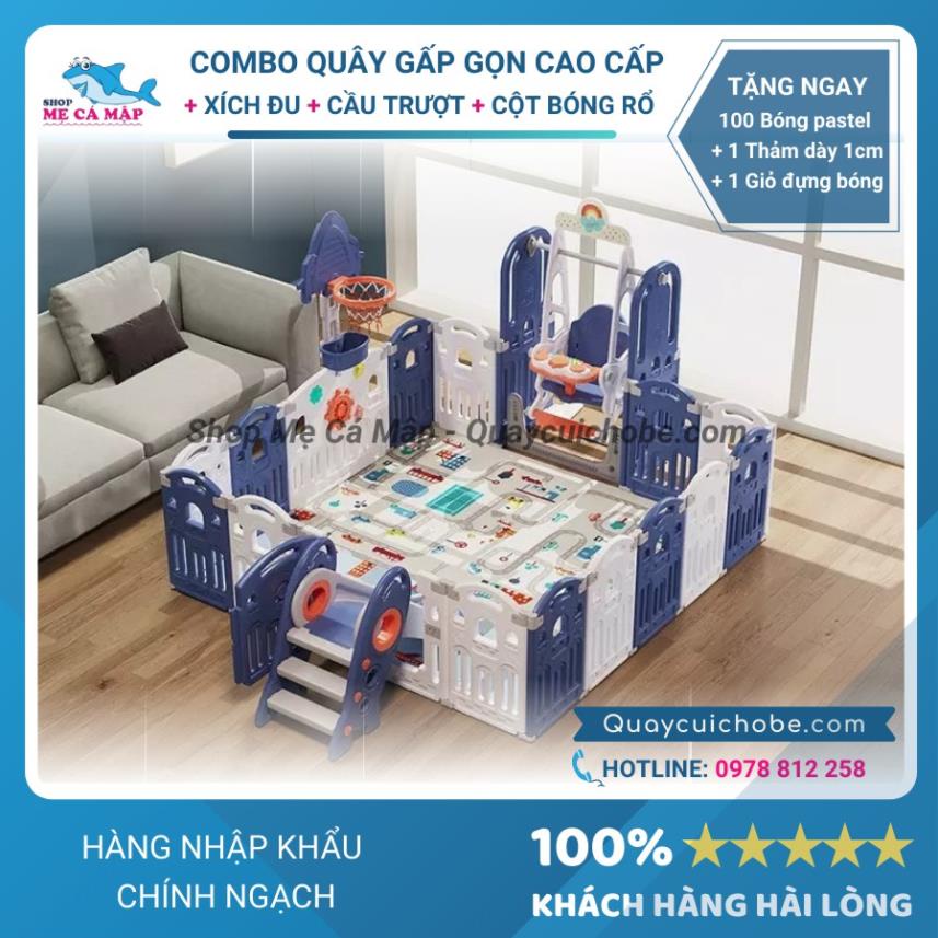 HOT Quây cũi nhựa gấp gọn liên hoàn cầu trượt xích đu cao cấp cho bé, mẫu mới nhất