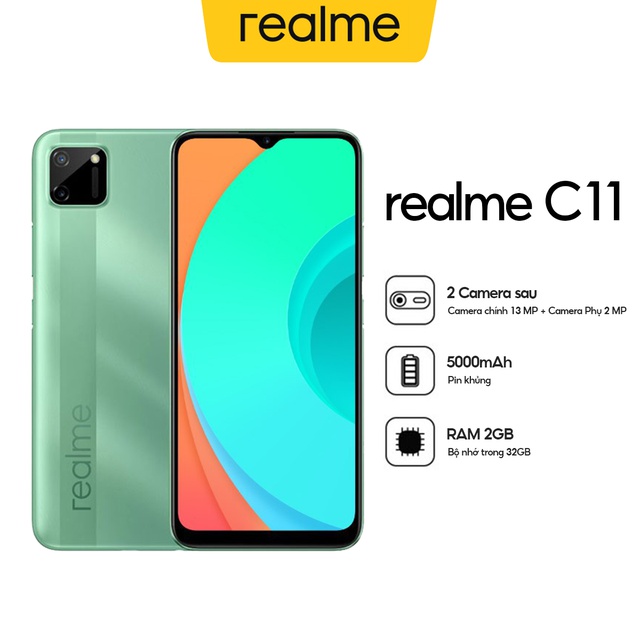 Điện Thoại Realme C11 (2GB/32GB) - Hàng Chính Hãng:Xám hạt tiêu