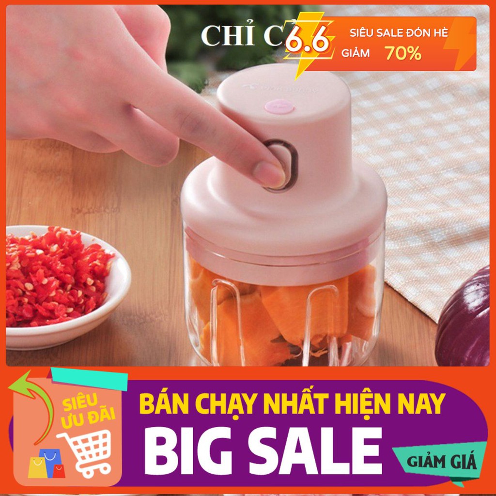 <Giá buôn> Máy xay mini cầm tay đa năng sạc pin cao cấp xay tỏi ớt, hành, rau củ quả dung tích 250ml