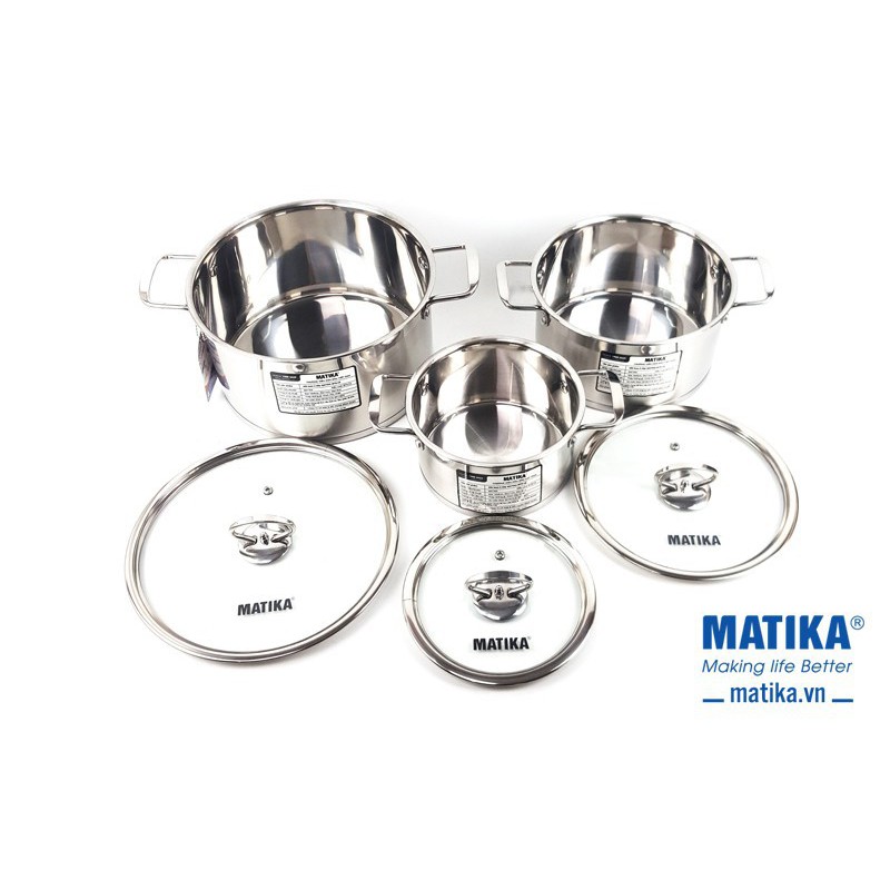 BỘ NỒI INOX CAO CẤP 5 ĐÁY MATIKA MTK-C5