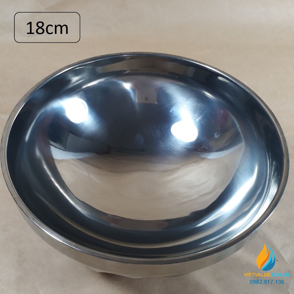 Bát tô Inox loại to đường kính miệng 18cm, chất liệu Inox không gỉ, dành cho học sinh tiểu học