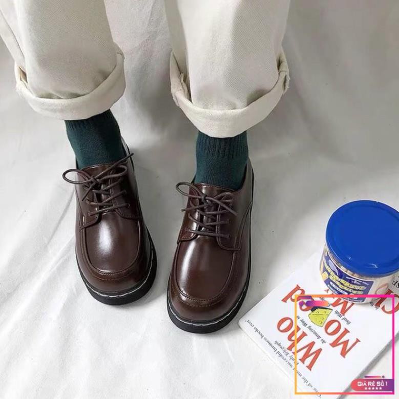 |HÌNH THẬT - HÀNG LOẠI 1| Giày nữ/ Giày oxford da trơn buộc dây đế bằng cao 3cm (4 ảnh cuối hình thật) -v01