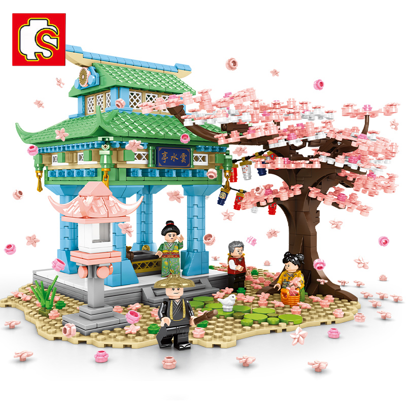 Sembo Tương thích Lego Friends Phong cách Nhật Bản Cô gái Chế độ xem phố Minifigure Khối xây dựng Hạt Đồ chơi trẻ em