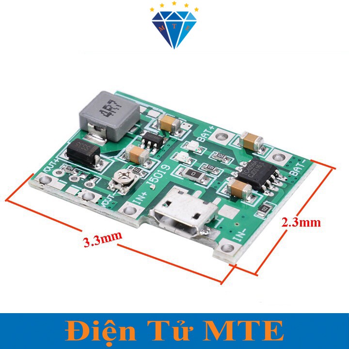 Mạch nguồn tăng áp 4.3-27V tích hợp sạc pin 18560 - Module nguồn boost