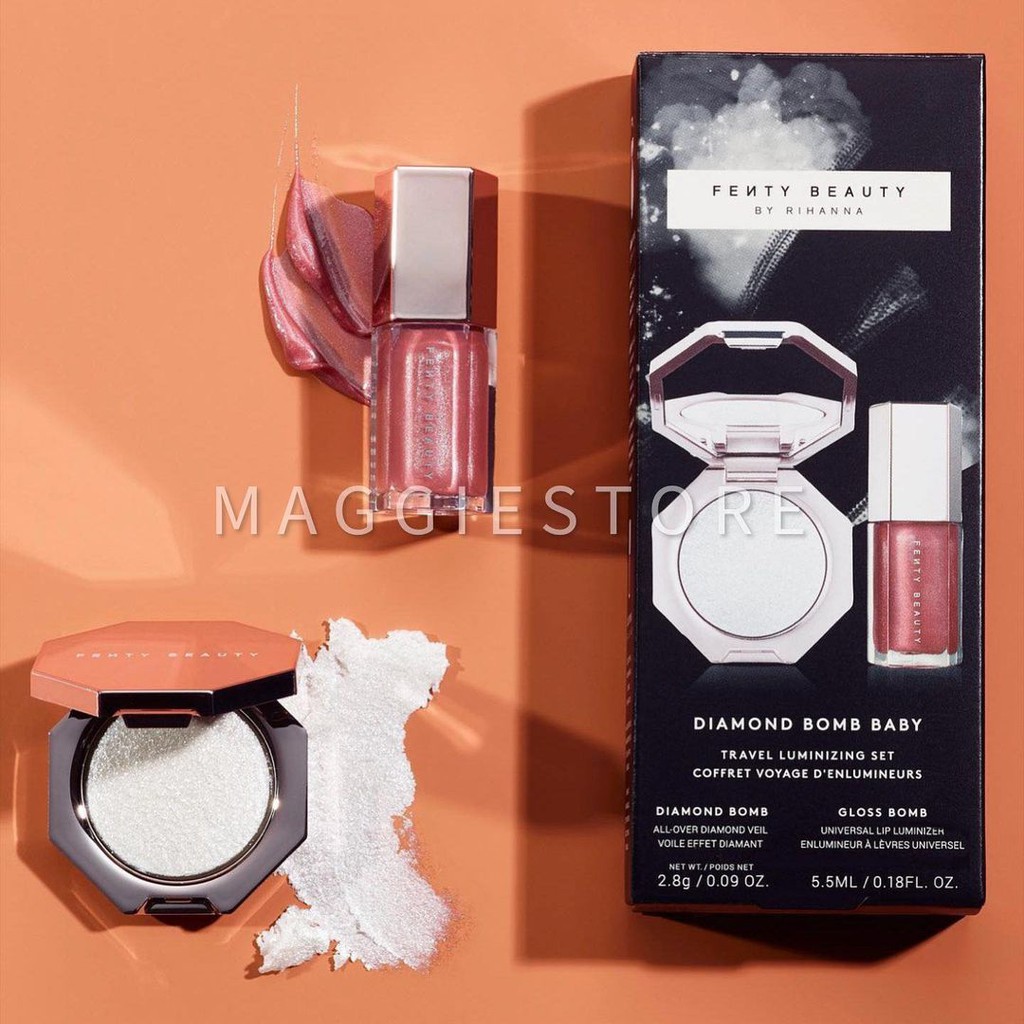 SET SON VÀ HIGHLIGHT FENTY BEAUTY DIAMOND BOMB BABY MINI FACE AND LIP