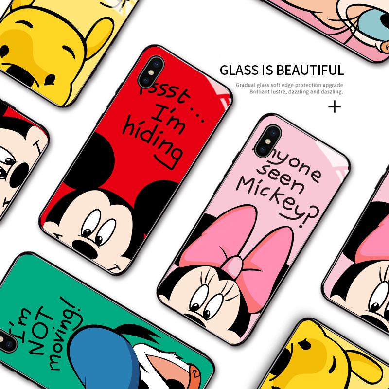 MINNIE Ốp Lưng Kính Cường Lực In Hình Các Nhân Vật Hoạt Hình Disney Cho Samsung Galaxy M51