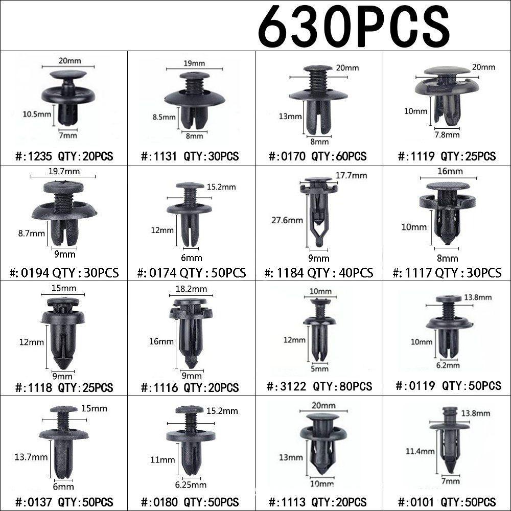 LET FENDER Bộ 630 Đinh Tán Nhựa Cho Xe Hơi X630