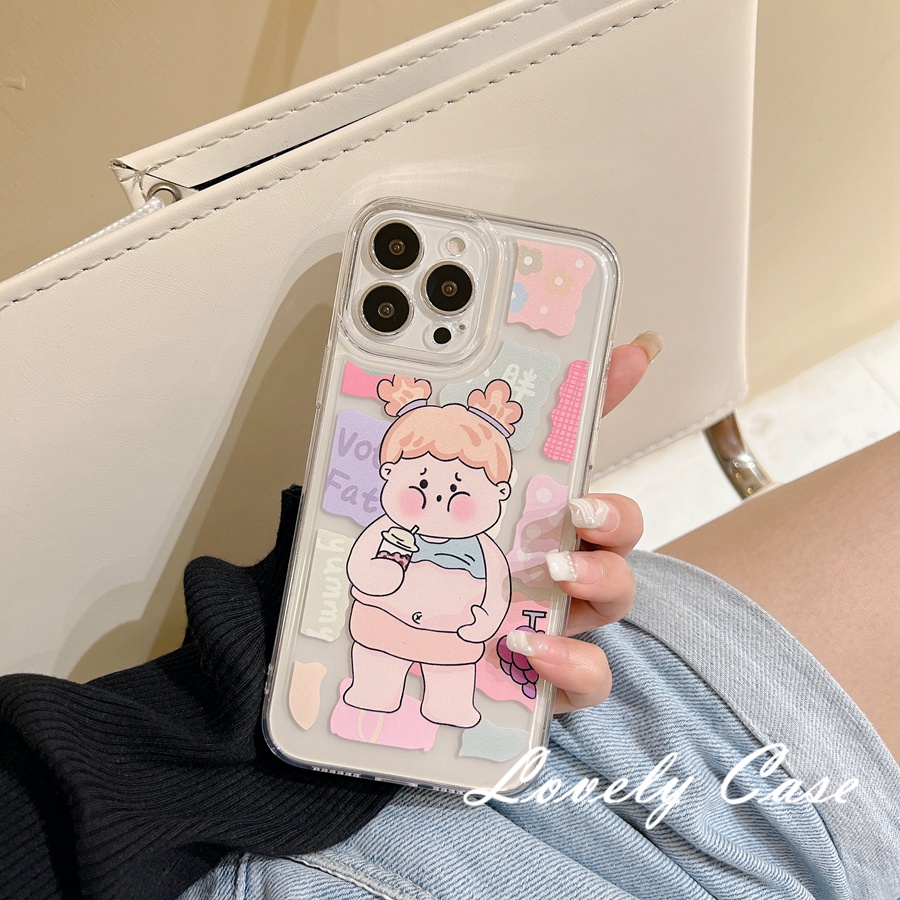 Ốp Điện Thoại Mềm Trong Suốt In Hình Cô Gái Mập Mạp Cho IPhone 14 13 12 11 Pro Max X XR Xs Max 8 7 6 6s Plus SE 2020