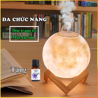 Máy xông tinh dầu hình mặt trăng 700ml, máy phun sương tạo độ ẩm đèn mặt trăng siêu đẹp.