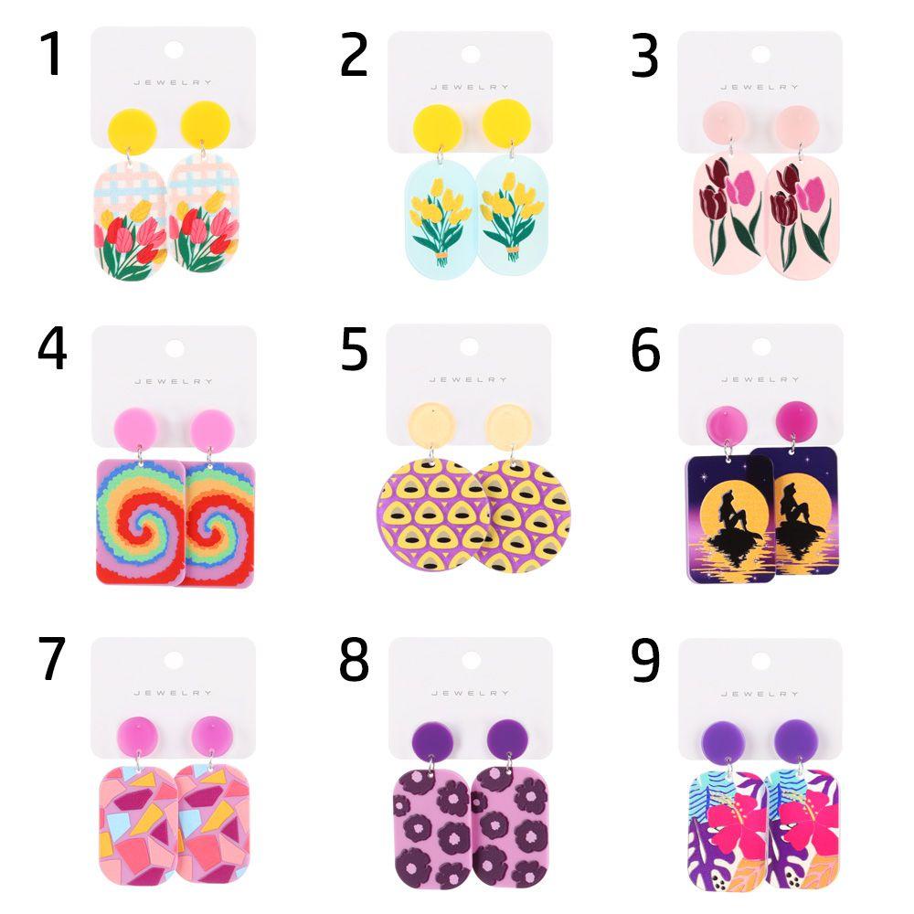 Bông Tai Dáng Dài Bằng Acrylic Hình Hoa Phong Cách Bohemian Thời Trang Cho Nữ
