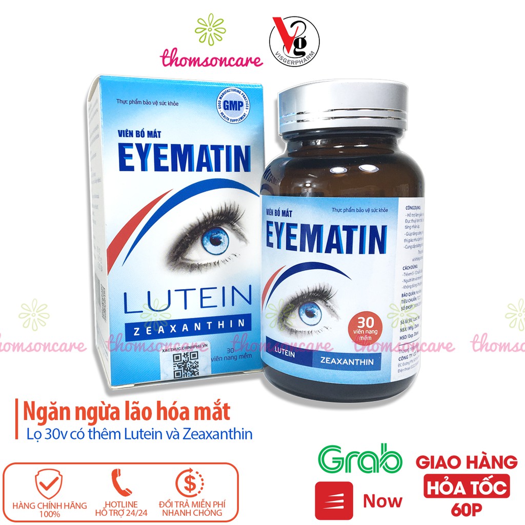 Viên sáng mắt Eyematin từ Omega và Lutein, bổ mắt, tăng cường thị lực, giảm cận thị, mờ và mỏi mắt