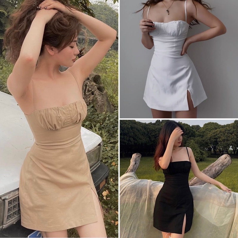 Đầm 2 dây nhún ngực