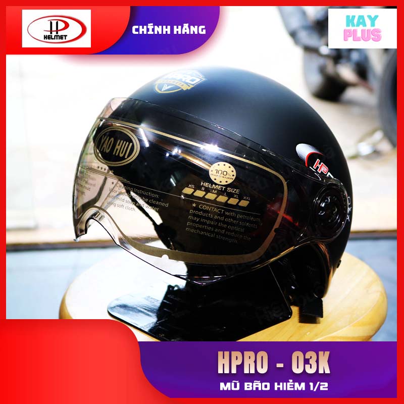 Mũ bảo hiểm 1/2 có kính HPRO_03K