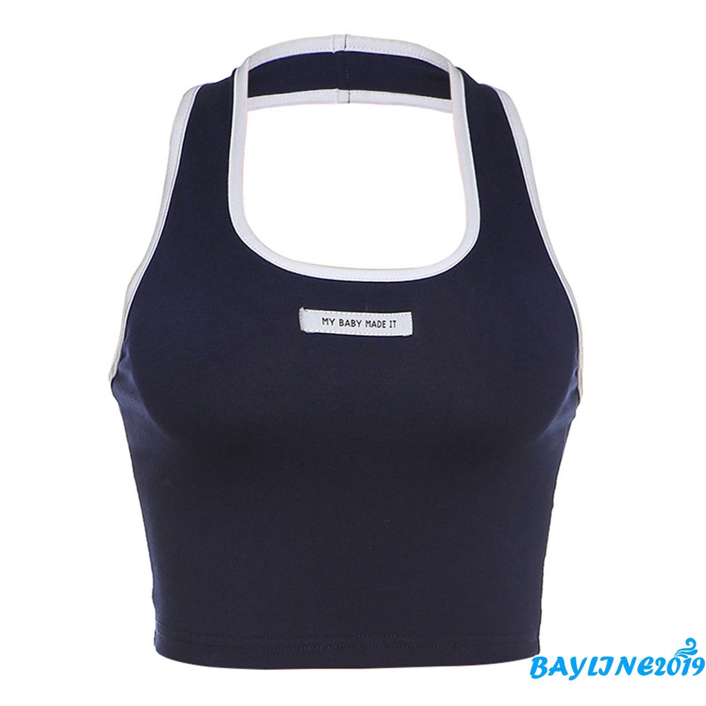 Áo Lửng Cổ Chữ U In Chữ Thời Trang Gợi Cảm Cho Nữ