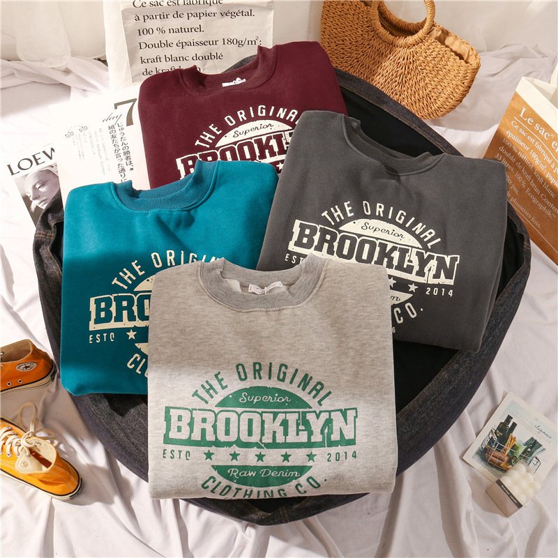 Áo Sweater Nỉ Bông BROOKLYN Nam Nữ Form Rộng Unisex Tay Bồng,  Hàng Quảng Châu Xuất Dày Đẹp Mamen Shop | BigBuy360 - bigbuy360.vn