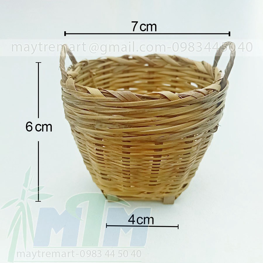 Giỏ mây tre, cần xé nhí (mini) - Phụ kiện trang trí, chụp hình kích thước 7cm