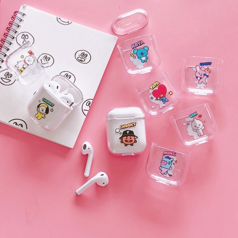 Vỏ đựng bảo vệ hộp sạc tai nghe Apple airpods in hình nhân vật BT21