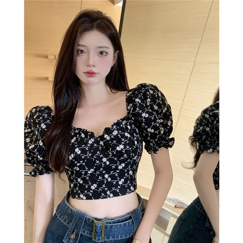 Áo Kiểu Tay Ngắn Hoạ Tiết Hoa Thời Trang Mùa Hè Cho Phái Nữ