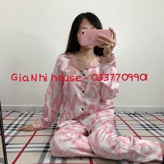 Bộ pijama lụa satin tay dài quần dài