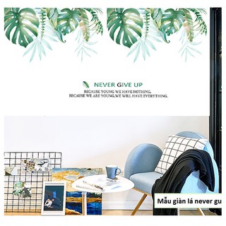 Decan dán tường giàn lá never giver up mới